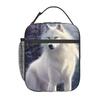 White Wolf Oil Painting Print Insulated Lunch Bag for Kids School Cooler Thermal Food Box Tote Leakproof Lunch Boxes Container