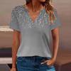Women's Casual V Neck Printed Short Sleeve T Shirt Basic Tee Top Daily Wear Fashion