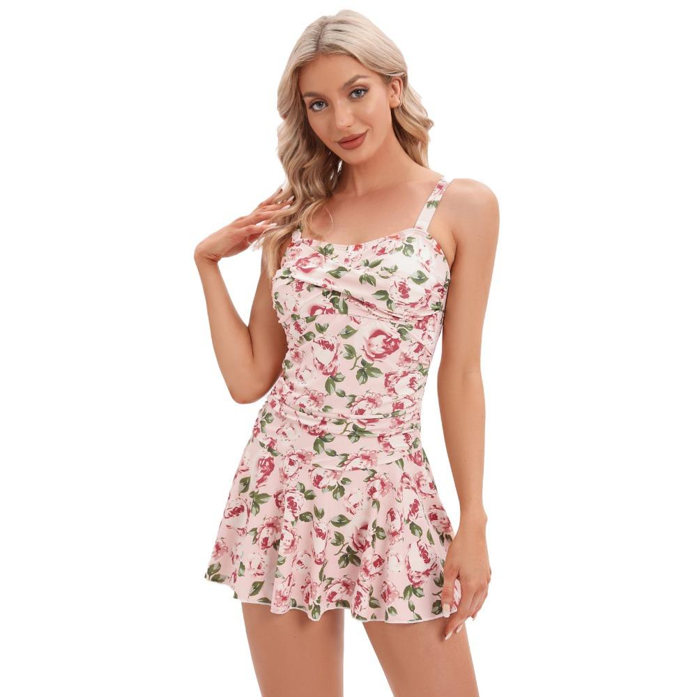 

Літній консервативний суцільний купальник великого розміру, однотонна спідниця, пуш-ап, слінг, весняний купальник XXL