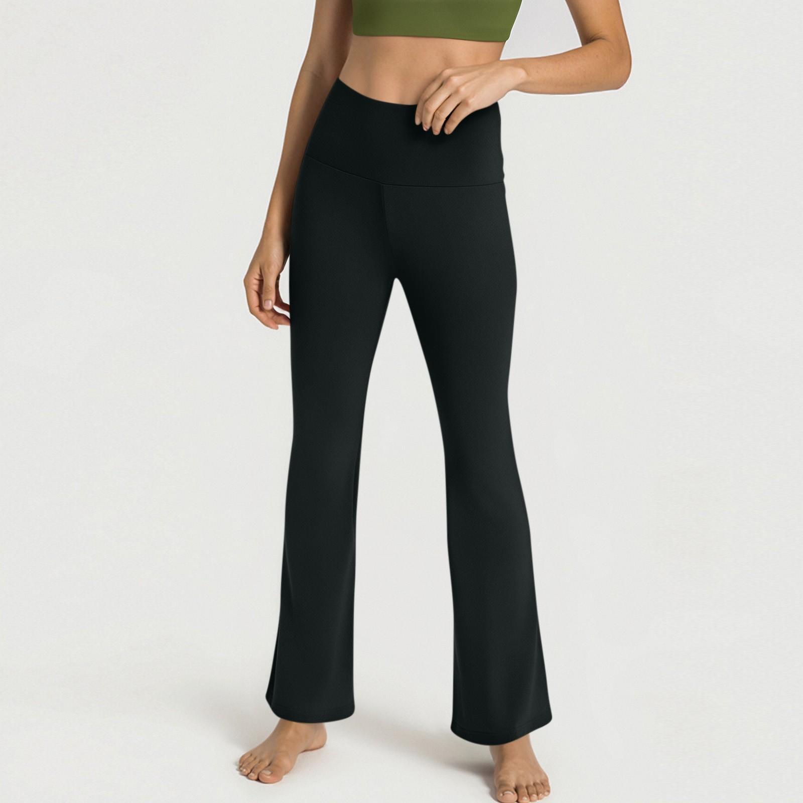 

Women s Fashion Color High Waist Elastic Waist Yoga Micro Horn Casual Pants XL чёрный