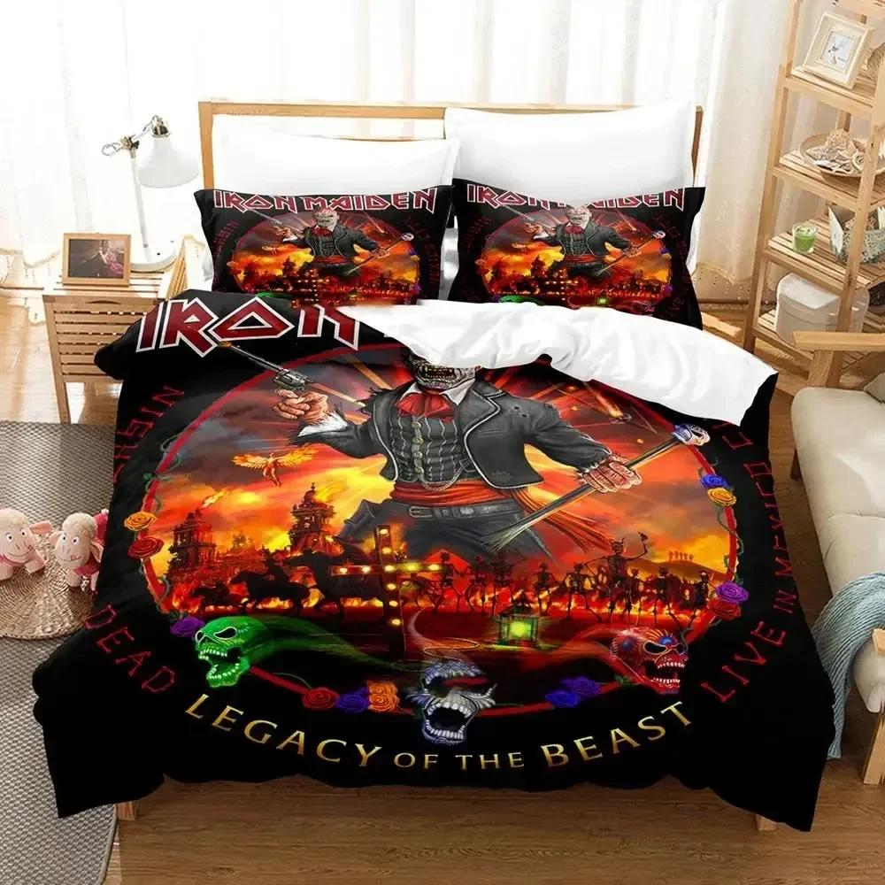 Iron Heavy Metal Maidens Bedding Set Duvet Cover Bed Set Quilt Cover Pillowcase Comforter king Queen Size Boys Adult Bedding Set