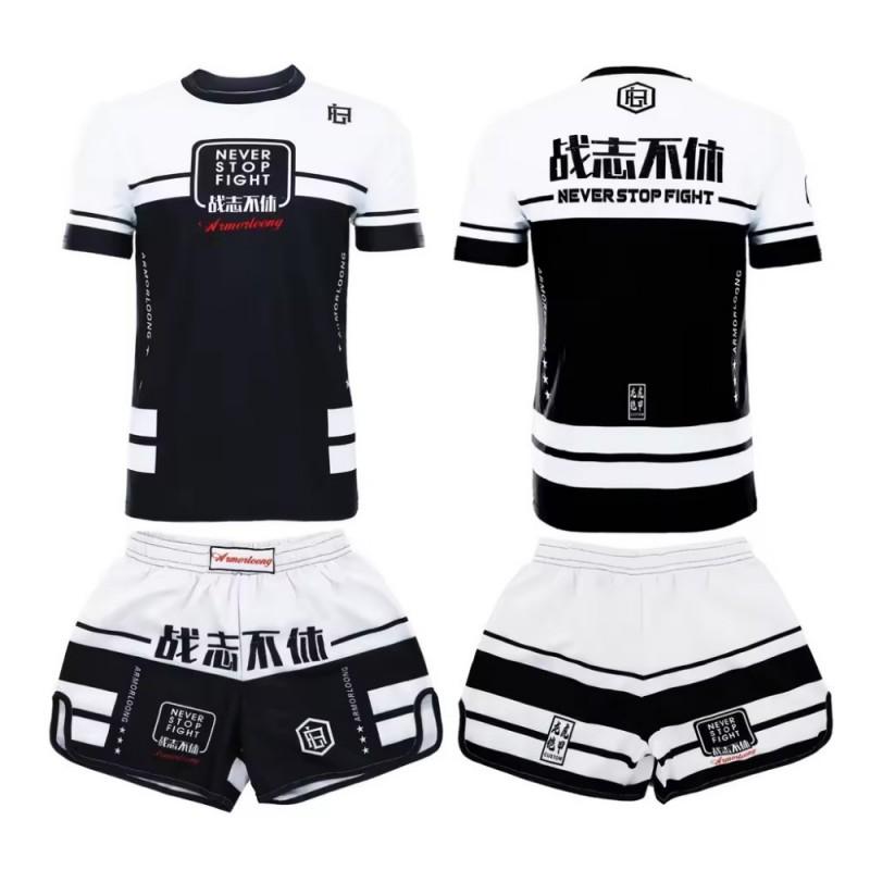 MMA Boxing Short Sleeve Training Set Men Women Quick Dry Breathable Martial Arts Gym Wear