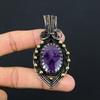 Einzigartiger Amethyst-Edelstein, reiner Kupferdraht, umwickelt, handgefertigter Anhänger-Schmuck