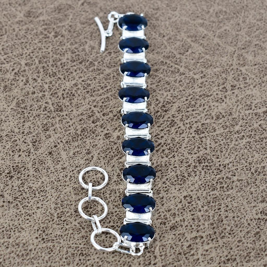 Amethyst Gemstone Handmade 925 Sterling Silver Bracelet 7-8" KKG-138