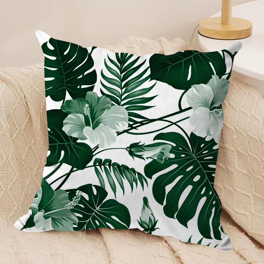 Palm leaves Cushion Cover Soft Plush Fabric DoubleSided Printed Cushion Covers for All Seasons Modern HomeDecor Gift