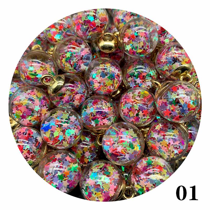 Star Sequin Glass Ball Pendant for Nail Art, Necklaces, Hair Accessories & Keychains