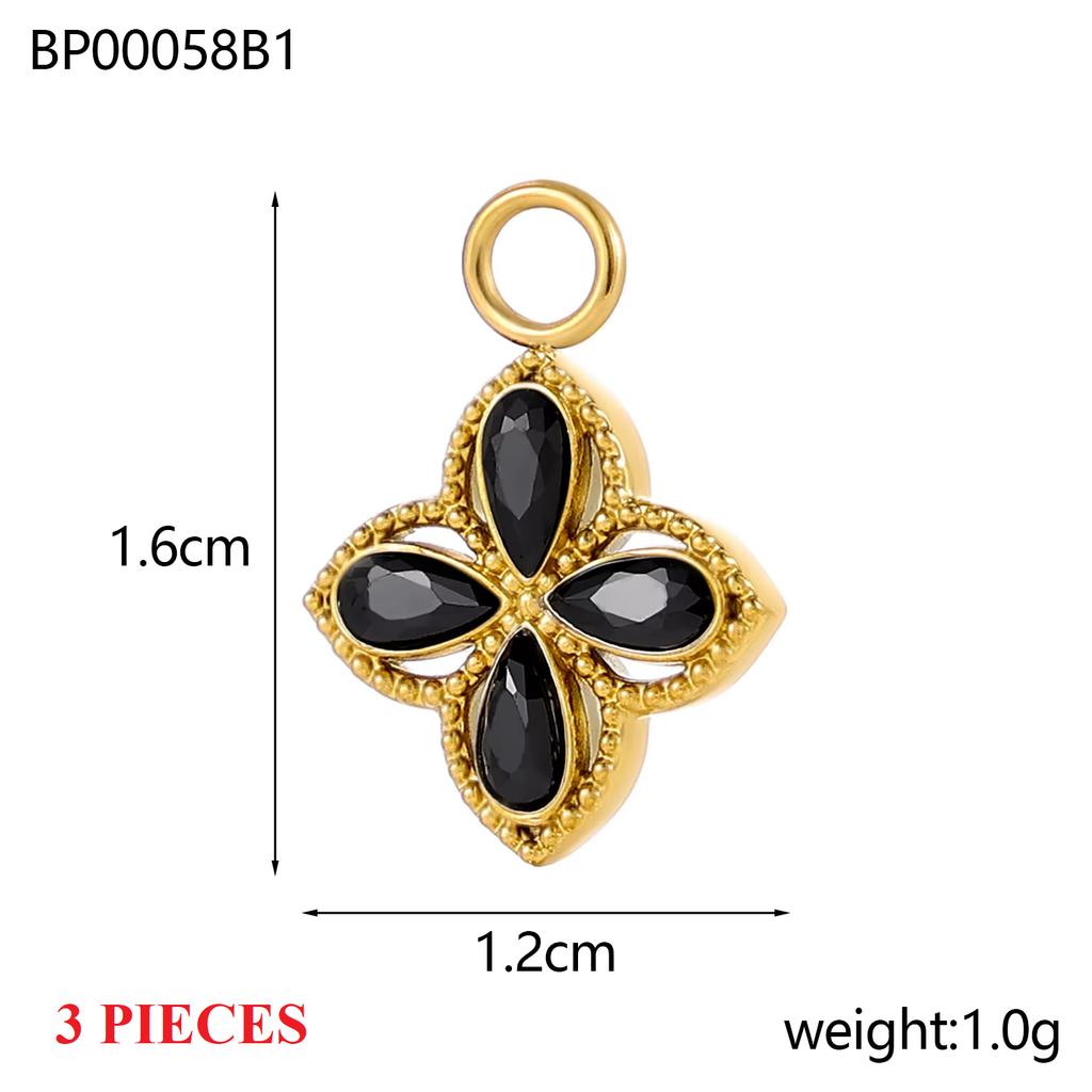 3PCS/LOT CARLIDANA Colorful Enamel Charms Gold Plated Stainless Steel Heart Moon Flower Zircon Pendants DIY Jewelry Making