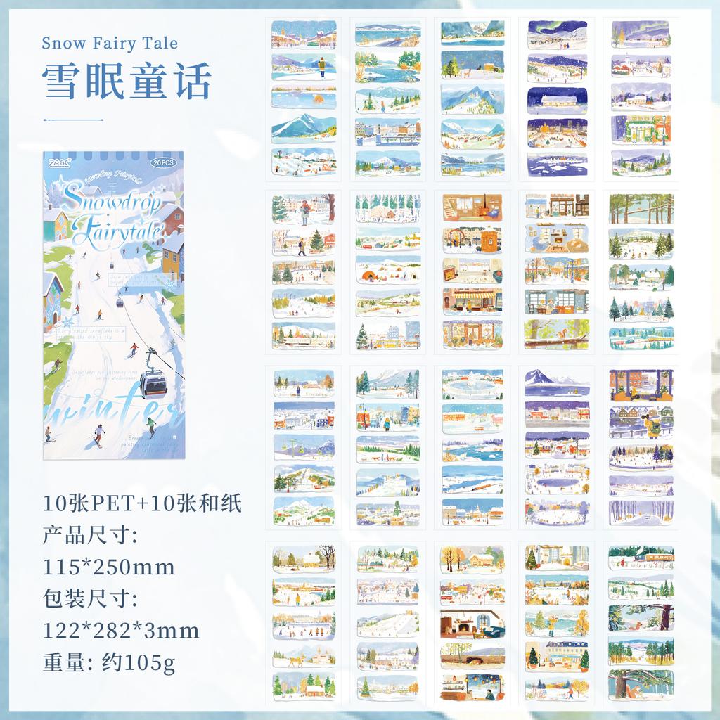 20sheets Four Seasons Scenery Series Ins PET+Washi Dual Material Stickers Book Creative Collage DIY Scrapbook Aesthetic Stickers