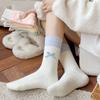 Soft Plush Sleep Socks Bowknot Warm Home Socks Simple Middle Tube Socks Indoor Use