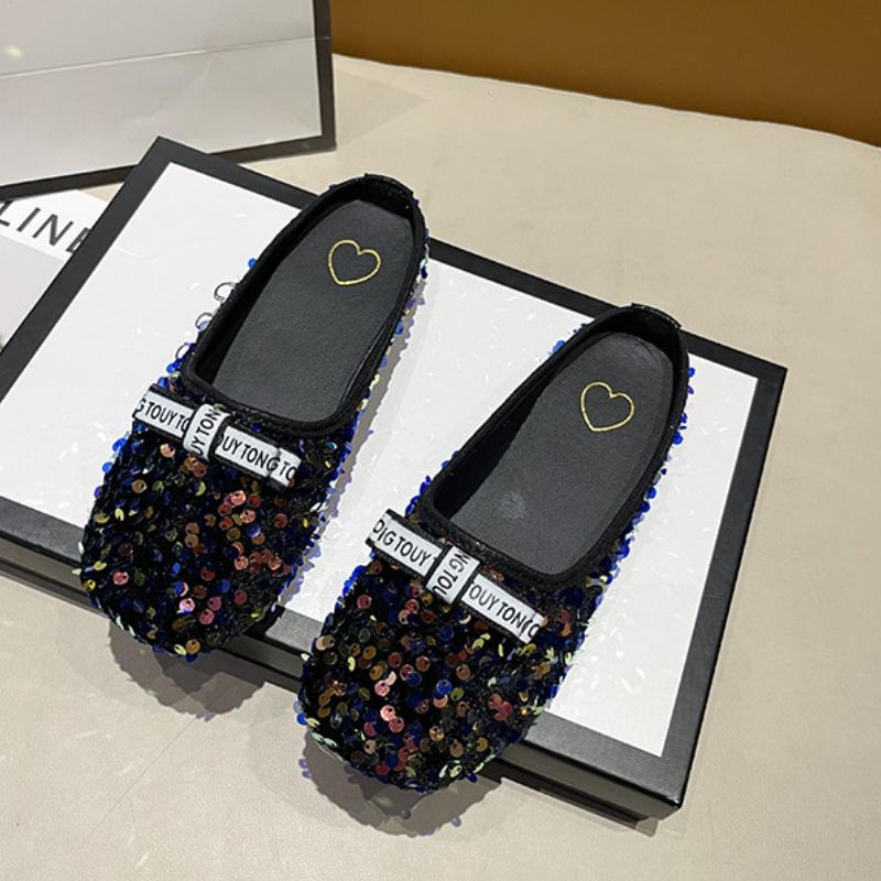 Baotou Half Slippers for Women 2024 Summer Korean Round Toe Bow Soft Sole Casual Flat Bottom Home Comfortable Sandals Footware