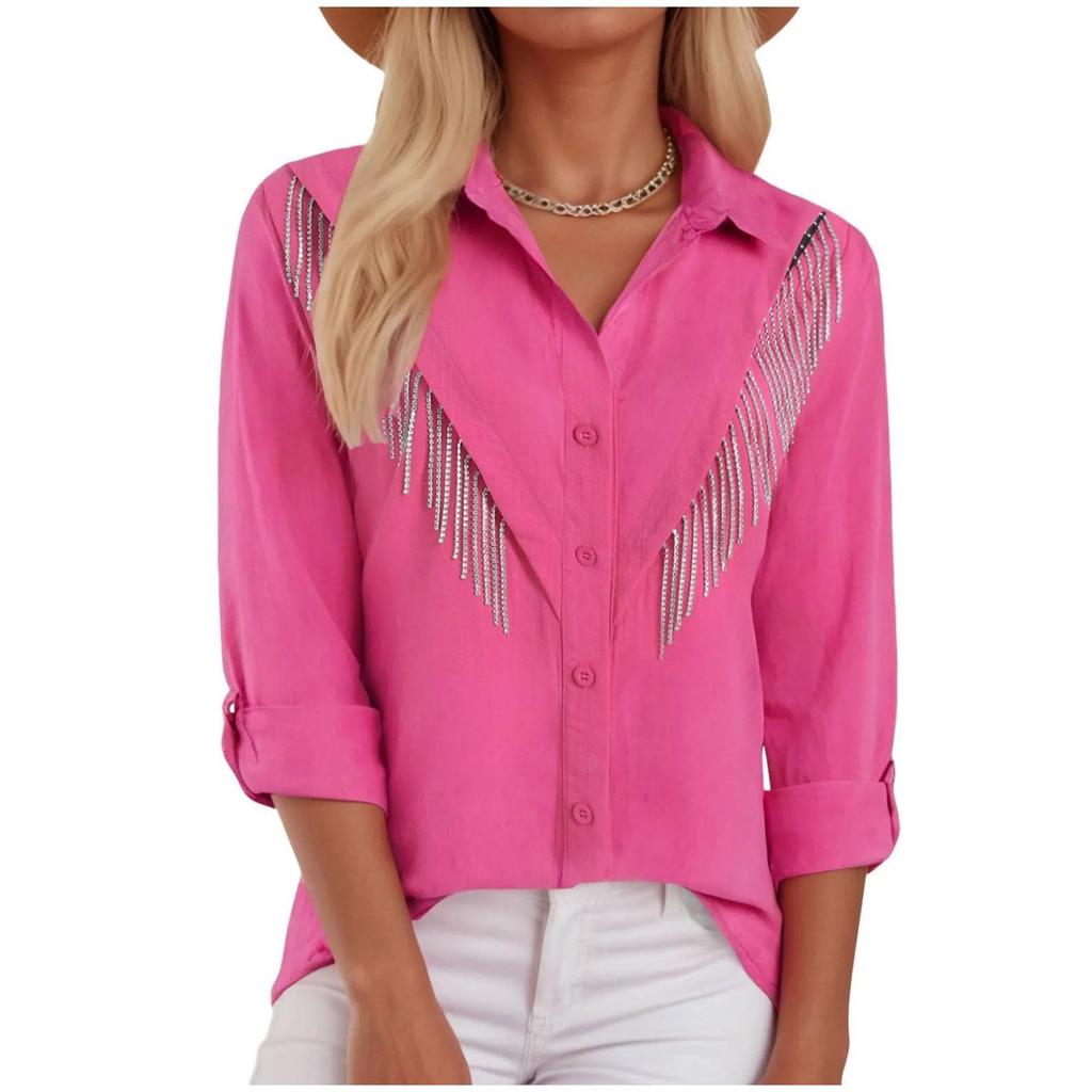 Summer Women's Unique Vertical Stripe Print Long Sleeve Shirt