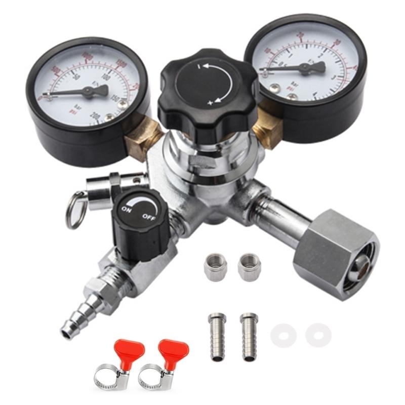 CO2 Regulator Valves 5/16in Regulator Draft Beer Machine Double Stage Carbon Dioxide Pressure Reducing Valves Stainless 1