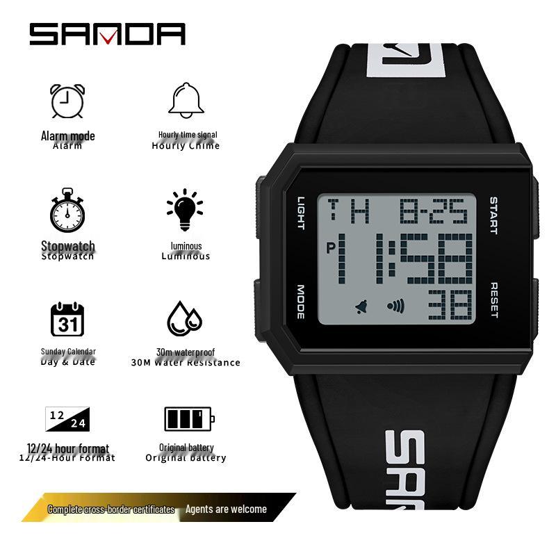 Sanda Youth Trend Multifunctional Digital Electronic Watch