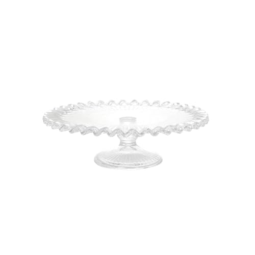 

Dulton Pleated Cake Stand 250, a beautiful and adorable glass ruffle stand with clear glass and decorative plates, 7.7cm high, 25cm diameter, M-0697/2
