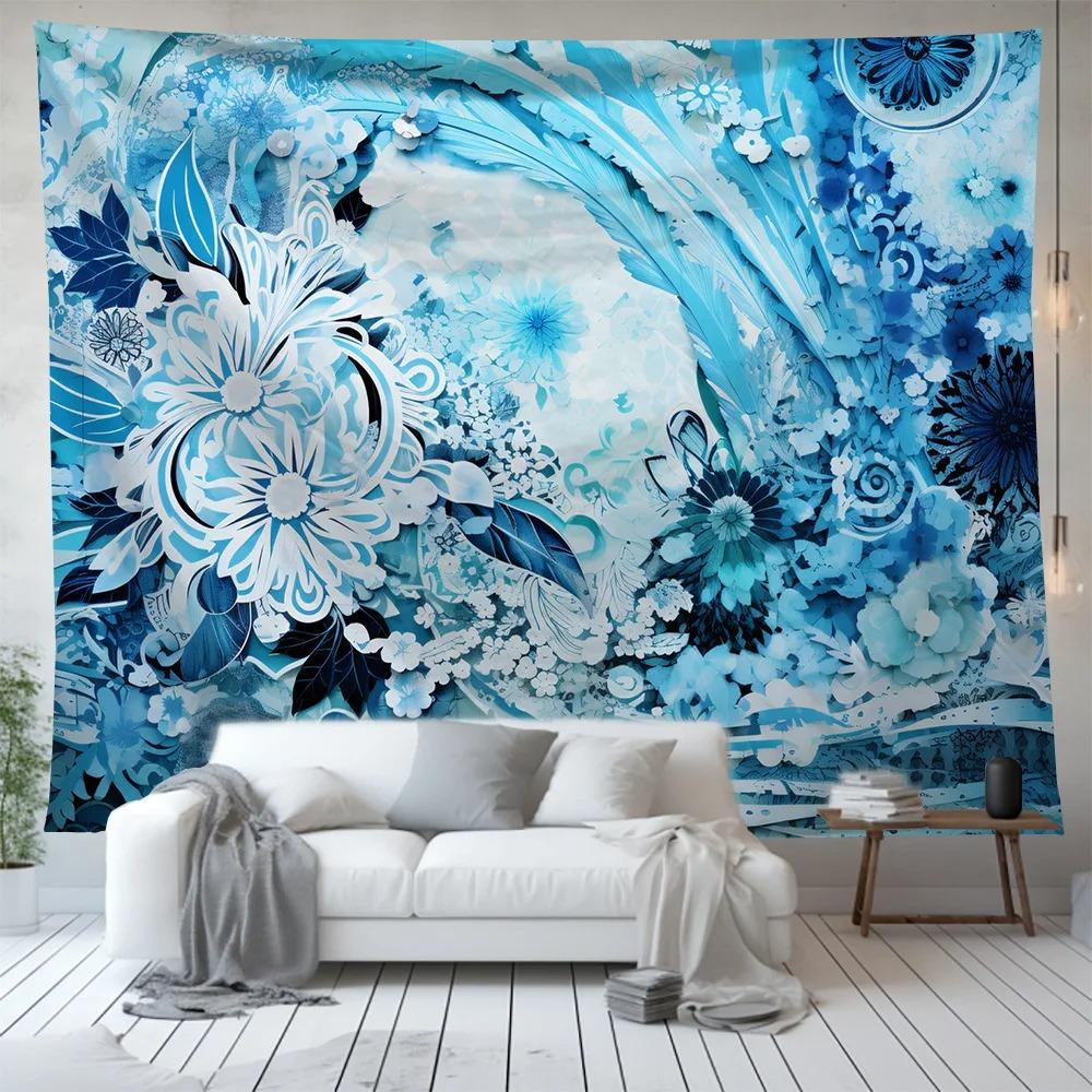 Blue Magic Circle Pattern Decoration Bedroom Living Room Tapestry Home Wall Decoration Tapestry