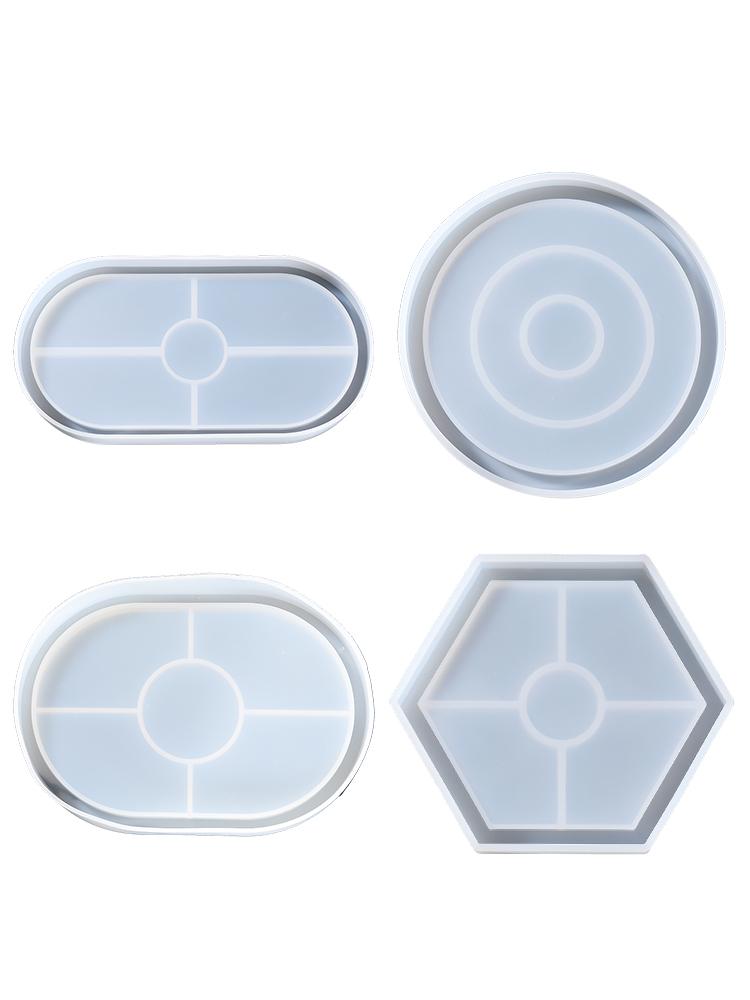 1Pcs Oval Tray Silicone Mold Hexagon Coaster Epoxy Resin Mold for DIY Jewelry Plate Storage Holder Crafts Home Decoration