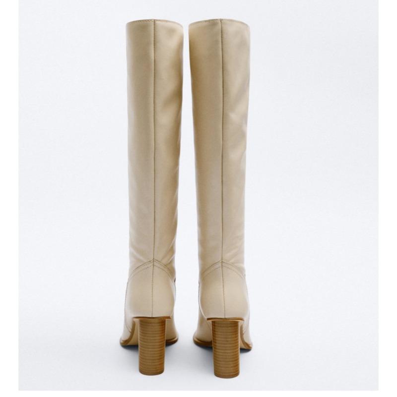 Fashion Retro Minimalist Square Head Slimming Cowhide Knee High Boots New Autumn Winter Women's Shopping Fashion Walk Show Long Boots 43