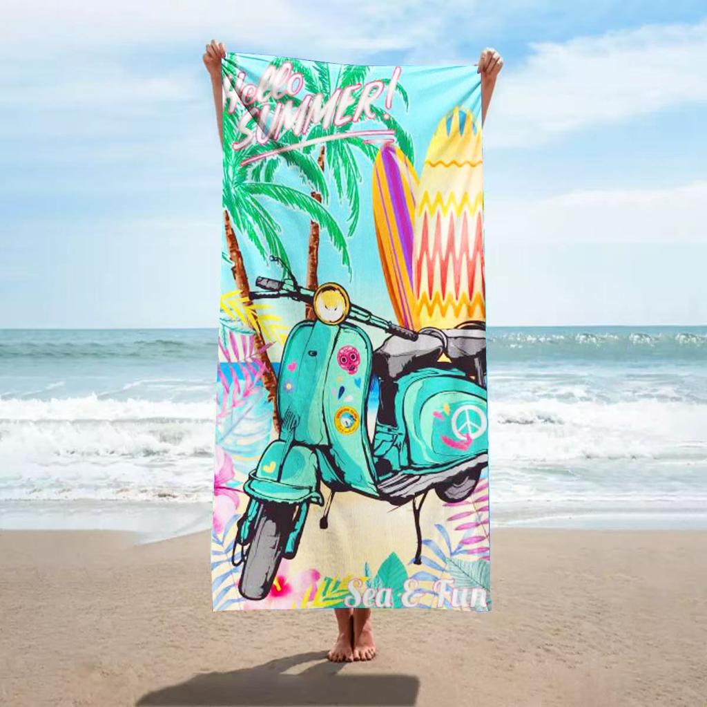 Colorful Vertical Striped Print Polyester Beach Towel Rainbow Quick Dry Bath Towel for Summer Swim Pool Vacation Sand Free