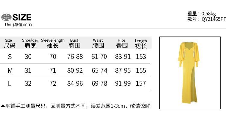 Robe Sexy Européenne Et Américaine À Décolleté Plongeant Bas Manches Lanterne Assemblage Robe Fendue sur la Hanche pour Femme Robe de Soirée