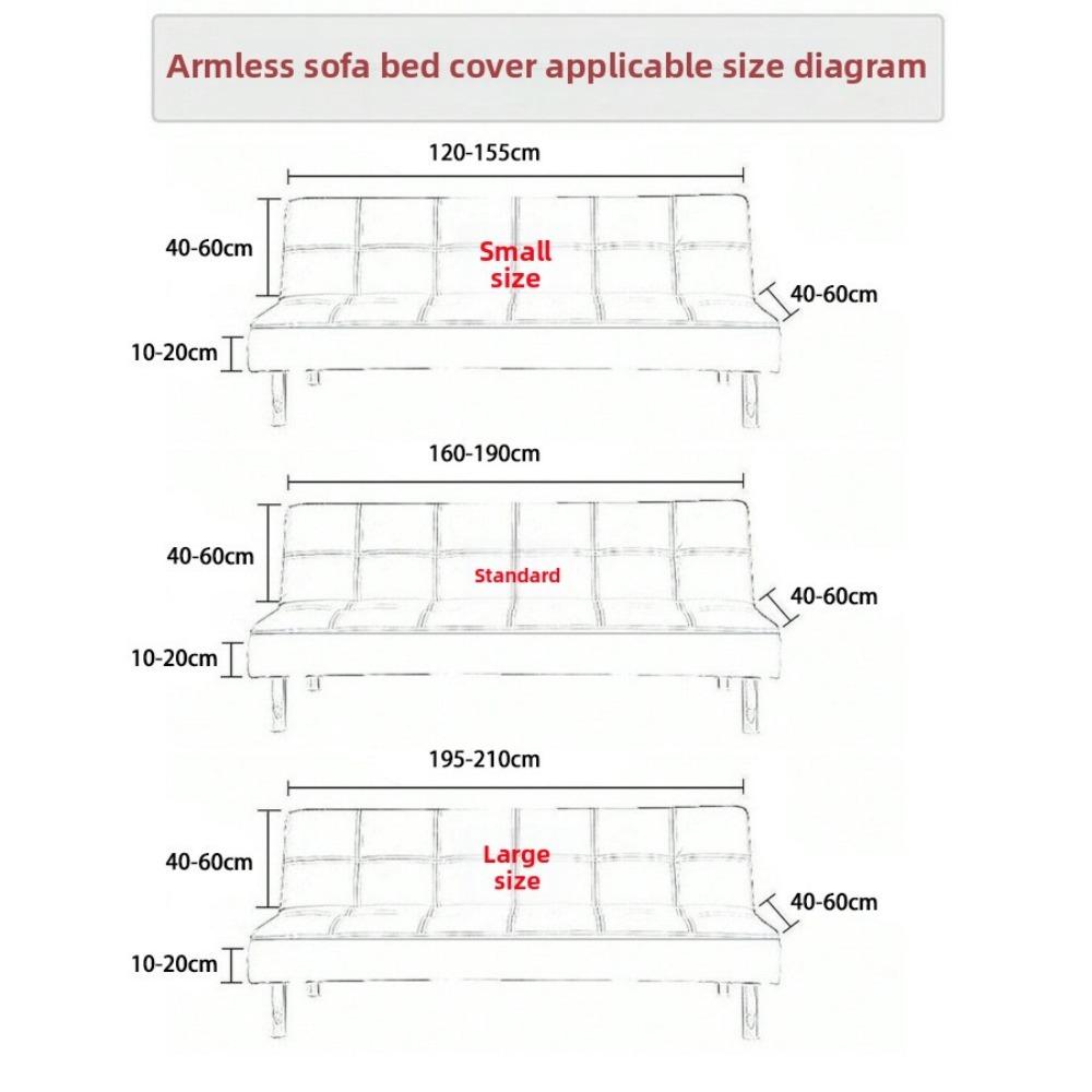 Stretch Solid Color Armless Sofa Bed Cover Foldable 3D Jacquard Fleece Lazy Sofa Bedding