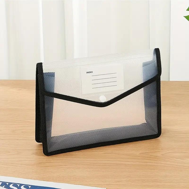 A4 Průhledná taška na dokumenty s patentním zapínáním, vodotěsná - Černá složka na dokumenty