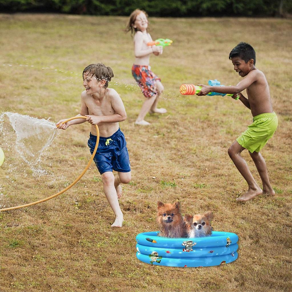 Planschbecken aufblasbar mit 3 Ringen, Sommer-Wasserspielbecken, Schwimmbecken für Kinder, Baby, Haustier, tragbares Schwimmbecken, Aufstellbecken