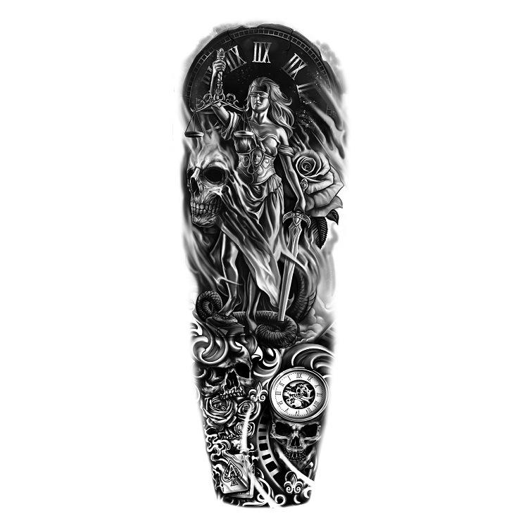 Full Arm Flower Arm Big Pattern Wind Lion Wolf Sexy Simulation Tattoo Water Transfer Tattoo Sticker