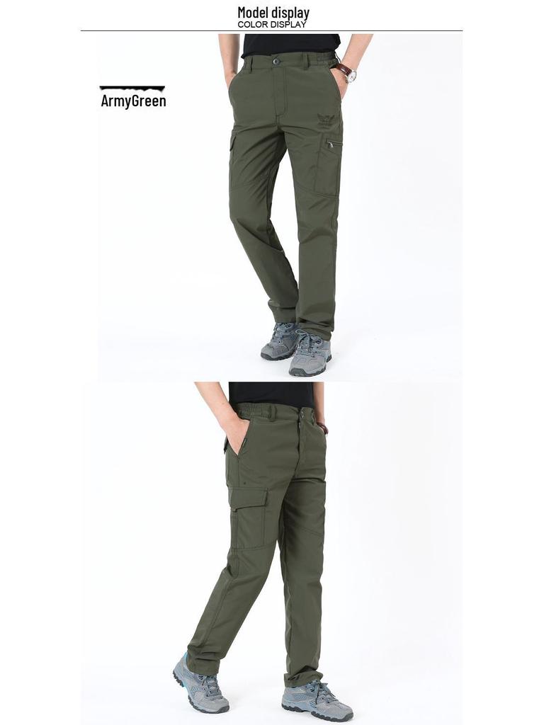 Herren Schnelltrocknende Mehrfach-Taschen Wasserdicht Winddicht Outdoor-Hose, Lockere Passform, Gerades Bein, S105