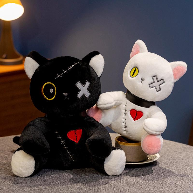 Juguete de Peluche de Gato de Humor de 25 cm Serie Oscura Rellena Gótico Lolita Animal de Peluche Peluche de Gato Regalo de Cumpleaños Juguetes Para Decoración de Habitación de Niños