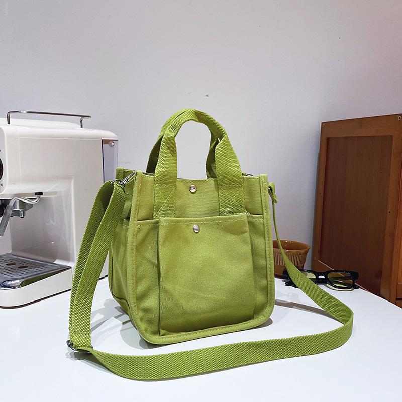 Fashion Handbag Female Canvas Casual Tote Student Shoulder Bag Solid Color Messenger Bags Magnetic Buckle 23x15x23cm