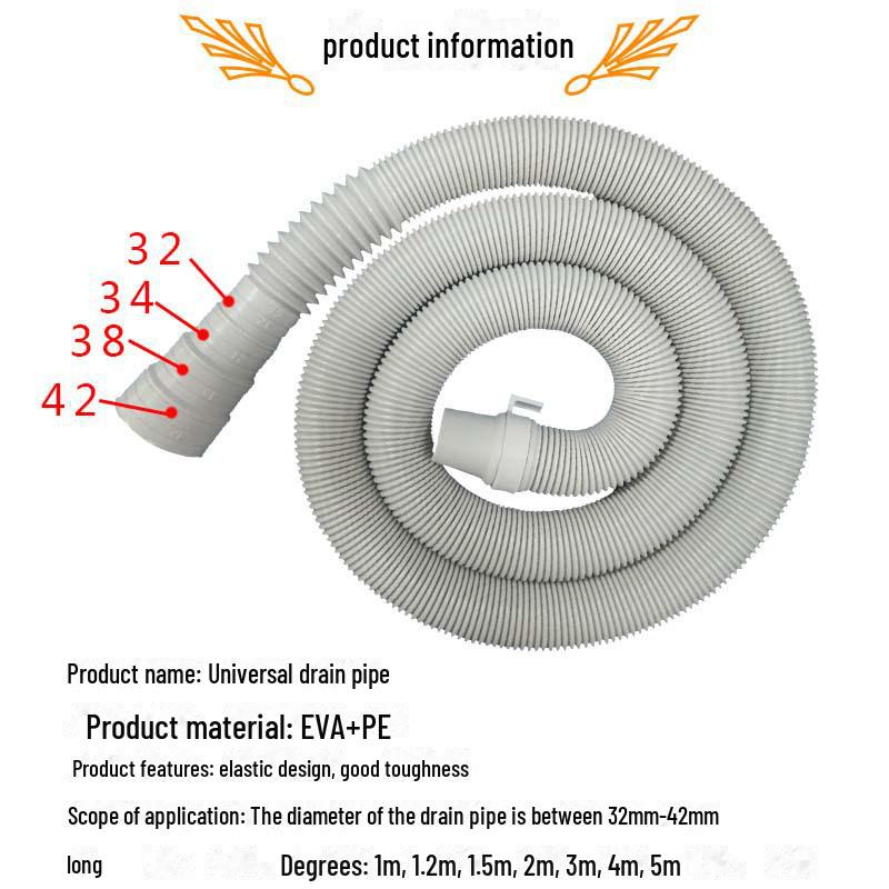 Universelle Ablaufrohrverlängerung für Waschmaschinen - verdickter Auslass, einteilig