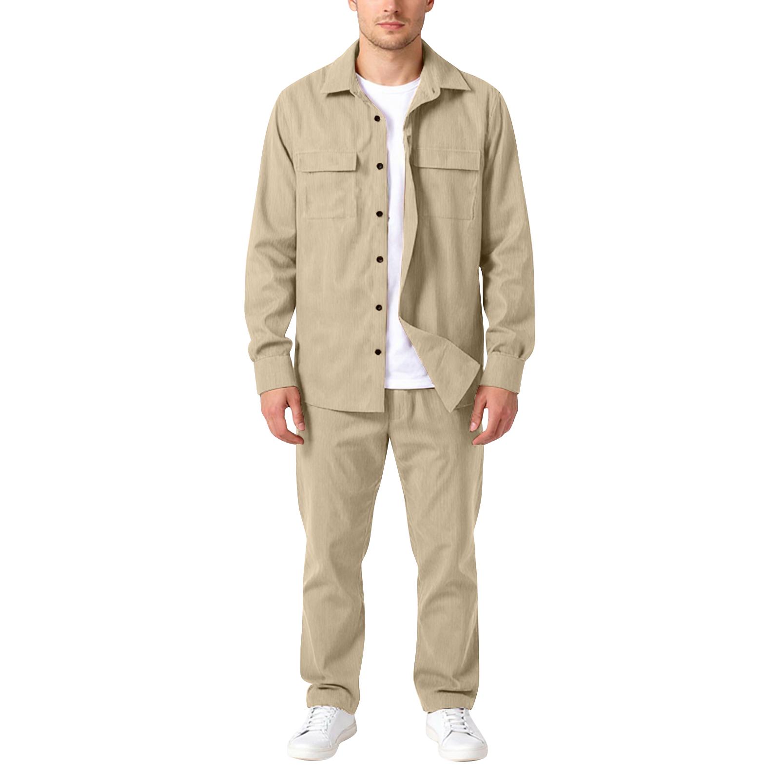 

Спортивный костюм однотонный и повседневный для мужчин L бежевый