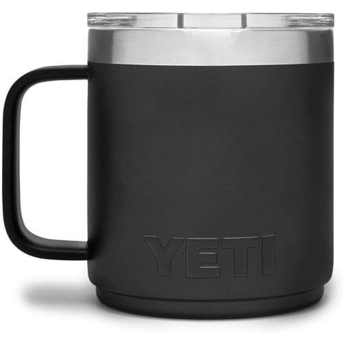 YETI Rambler 10oz (296ml) Stainless Steel Insulated Mug with Magnetic and Sliding Lid (Black) - Available in a Variety of Colors