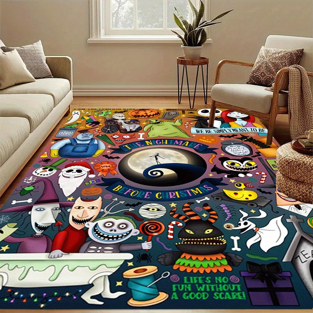 1pc The Nightmare Before Christmas Carpet Area Rug, Bedroom, and Playroom Durable, Stain-Resistant, and Easy To Clean, Living Room