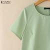 ZANZEA Women Casual Round Neck Solid Color Summer Short Sleeve Dress