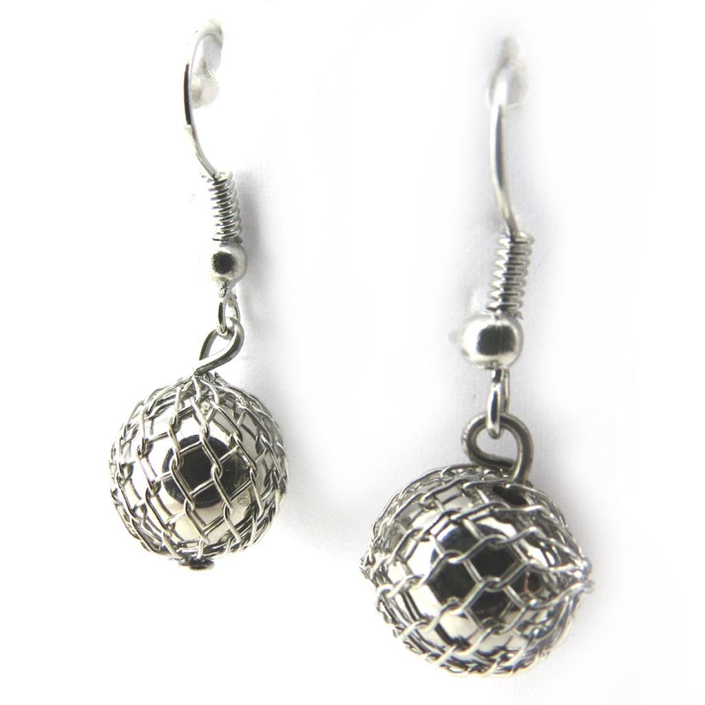 Les Trésors De Lily [N0241] - Silver 'Marble' Earrings (10 Mm)