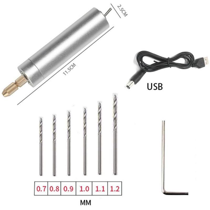 

USB Корпус з алюмінієвого сплаву Міні електричний дриль Акриловий Перловий Дріт Свердління DIY Маленький Електричний Дриль