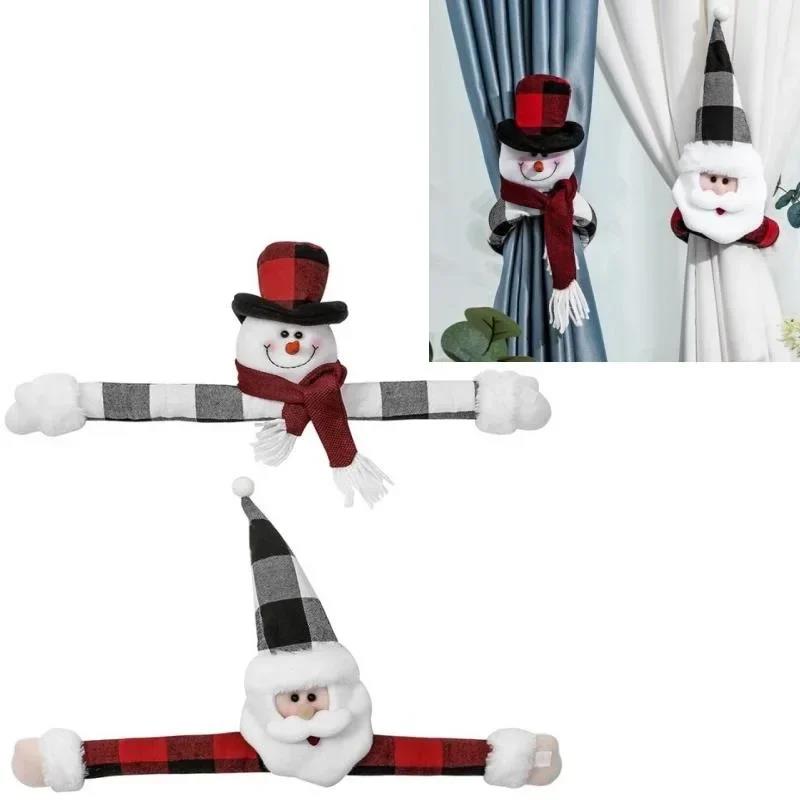 Decorations Christmas Curtain Buckle Santa Claus Snowman Decoration Window