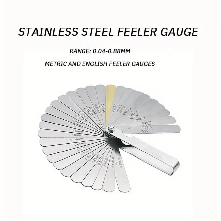 1pc 32 Blades Feeler Gauge Metric Gap Filler 0.04-0.88mm Thickness Gage Tool For Motorcycle Valve Measurement