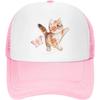Cute Kitten Butterfly Pink Mesh Trucker Hat Adjustable Distressed Baseball Cap Unisex Casual