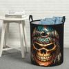 Skull Hip-Hop Laundry Basket, Foldable Large Capacity Storage Basket, Suitable for Bedroom And Dormitory, with Handle Pattern, Back-To-School Season, 