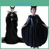 Fascinante Fantasia de Halloween de Malévola Feiticeira Rainha Má para Meninas com Chapéu de Chifres