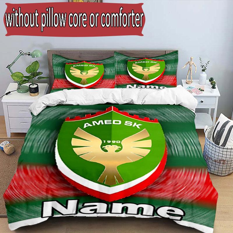 3pcs Duvet Cover Set (1*Duvet Cover + 2*Pillowcase, Without Core), Custom Name Amed SK Pattern Bedding Set, Home Bedroom Decor Gift