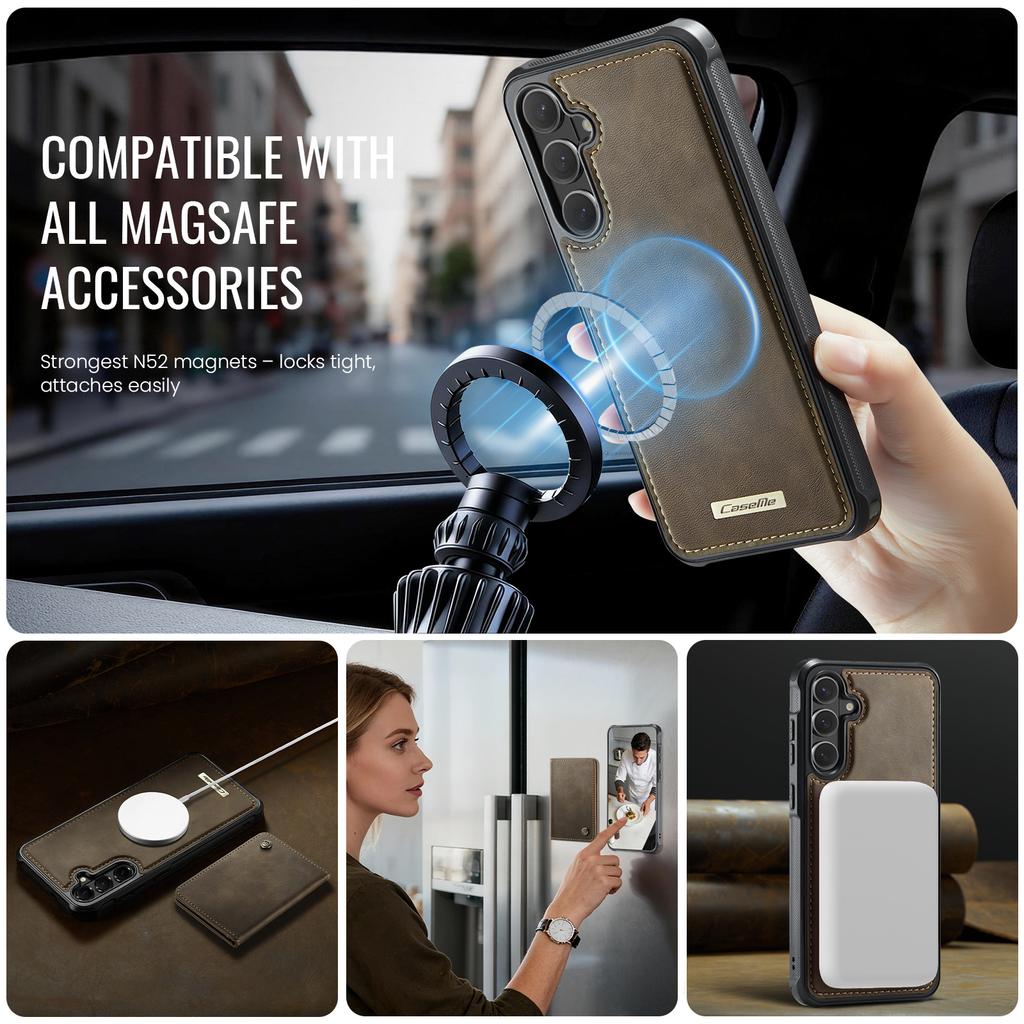 Für Samsung Galaxy S26+ Magnetische Hülle CASEME ME80 Serie Leder PC TPU Handyhülle mit abnehmbarem Portemonnaie