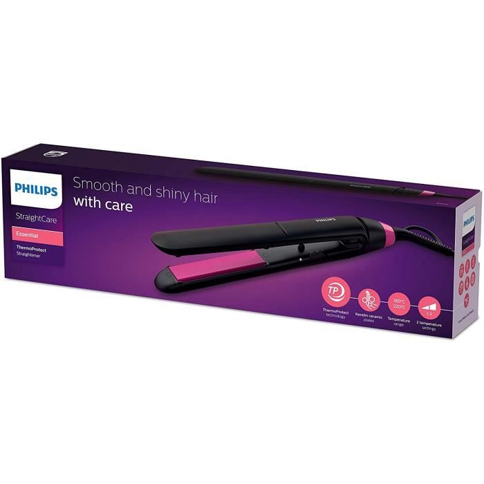 PHILIPS BHS375/00 Lisseur StraightCare Essential - ThermoProtect - 2 réglages de température - Plaques en céramique/kératine
