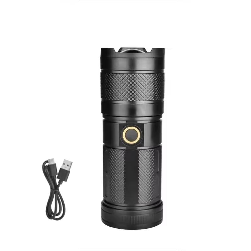 100000 ლმ ულტრა მძლავრი LED ფანარი, მრავალჯერადი დატენვის ტიპი-C ფანარი, შორ მანძილზე 2000 მ, ტაქტიკური ფანარი თევზაობისთვის, ნადირობისთვის