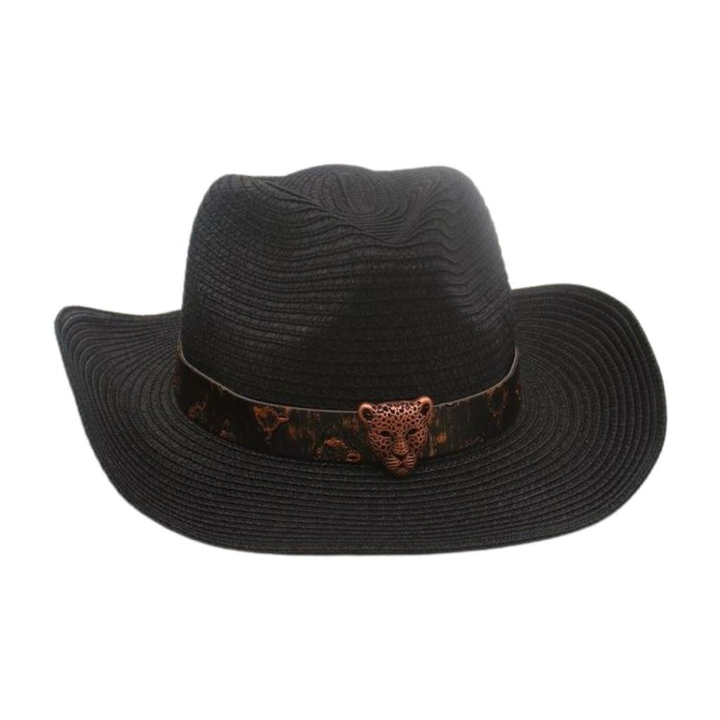Premium Ethnic Style Woven Straw Hat Women'S Beach Beach Travel Straw Hat Western Cowboy Hat
