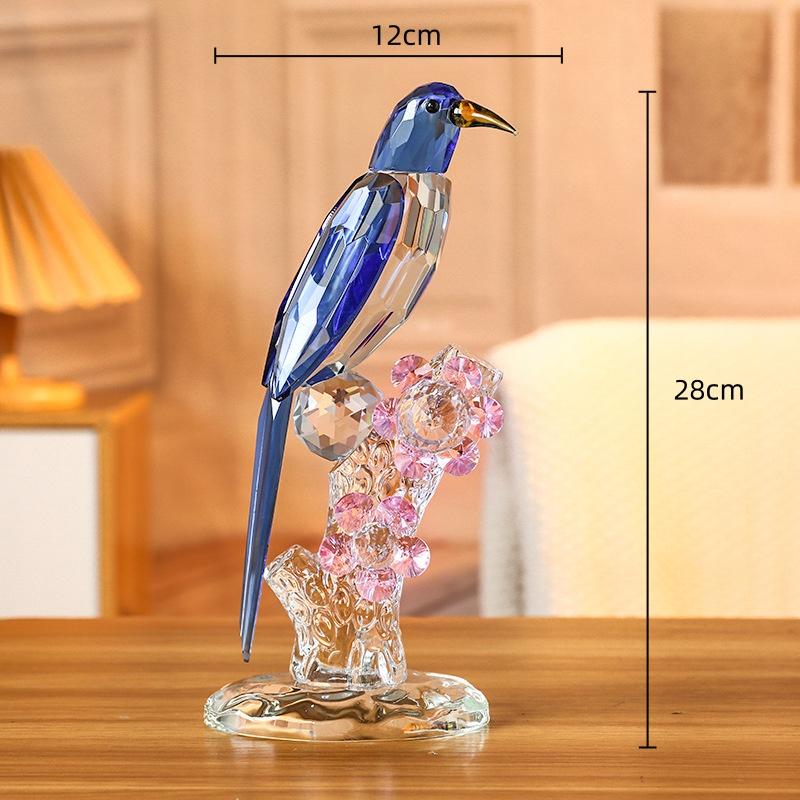 Crystal Bird Stained Glass Handicraft Crystal Psittacula Artificial Animal Sculpture Decorative Figurines Home Decoration