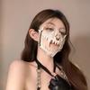 Halloween mask costume party with makeup costume-cosmetically transformed face mask, costume accessories,half-face lace-edged feather headpiece,mask