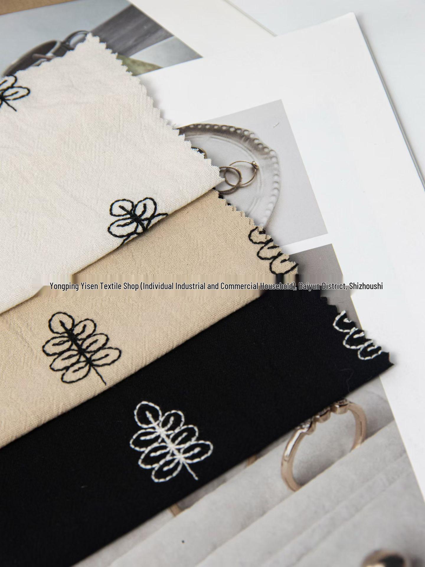 

2026 Spring/Summer Women s Shirt Dress with Little Leaf Embroidery - Fresh, Simple Style Fabric. чёрный